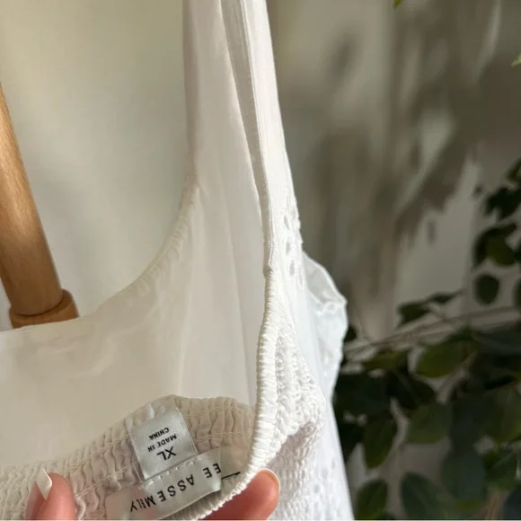 Free Assembly White Eyelet Panel 100% Cotton Midi Dress Women’s Size XL - Picture 6 of 6